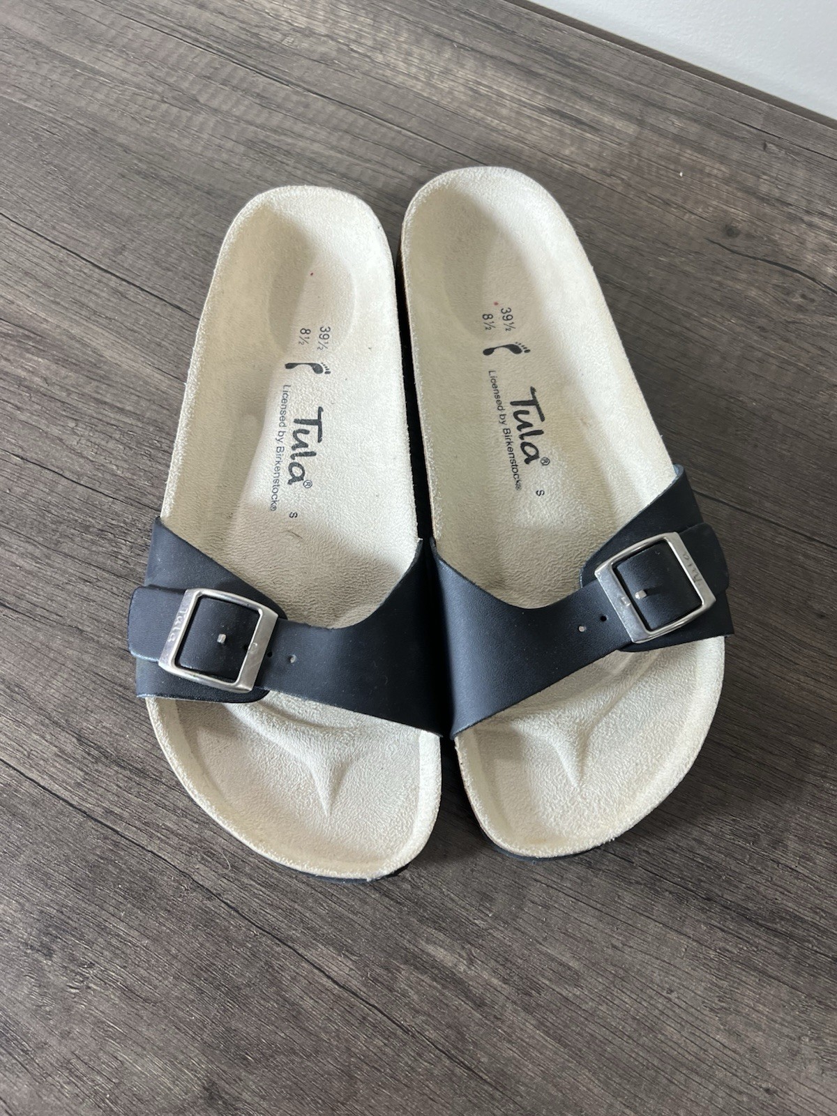 Birkenstock Tula Womens Sandals Size 8 1/2 Black Leather Slip Ons Summer