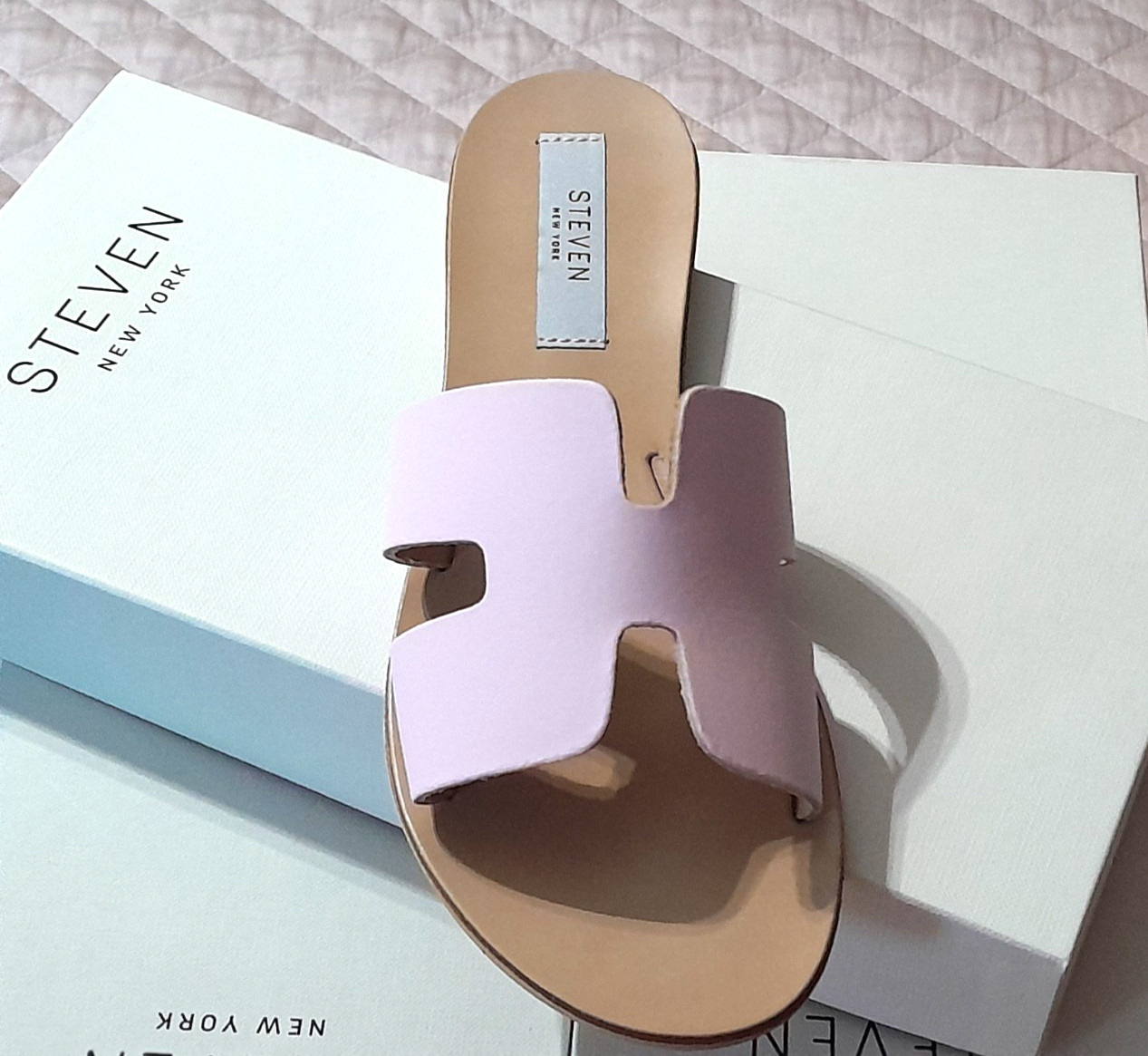 Steven New York Leather Slide Sandal Women’s Greece Pink Made in Italy NEW Sz 8
