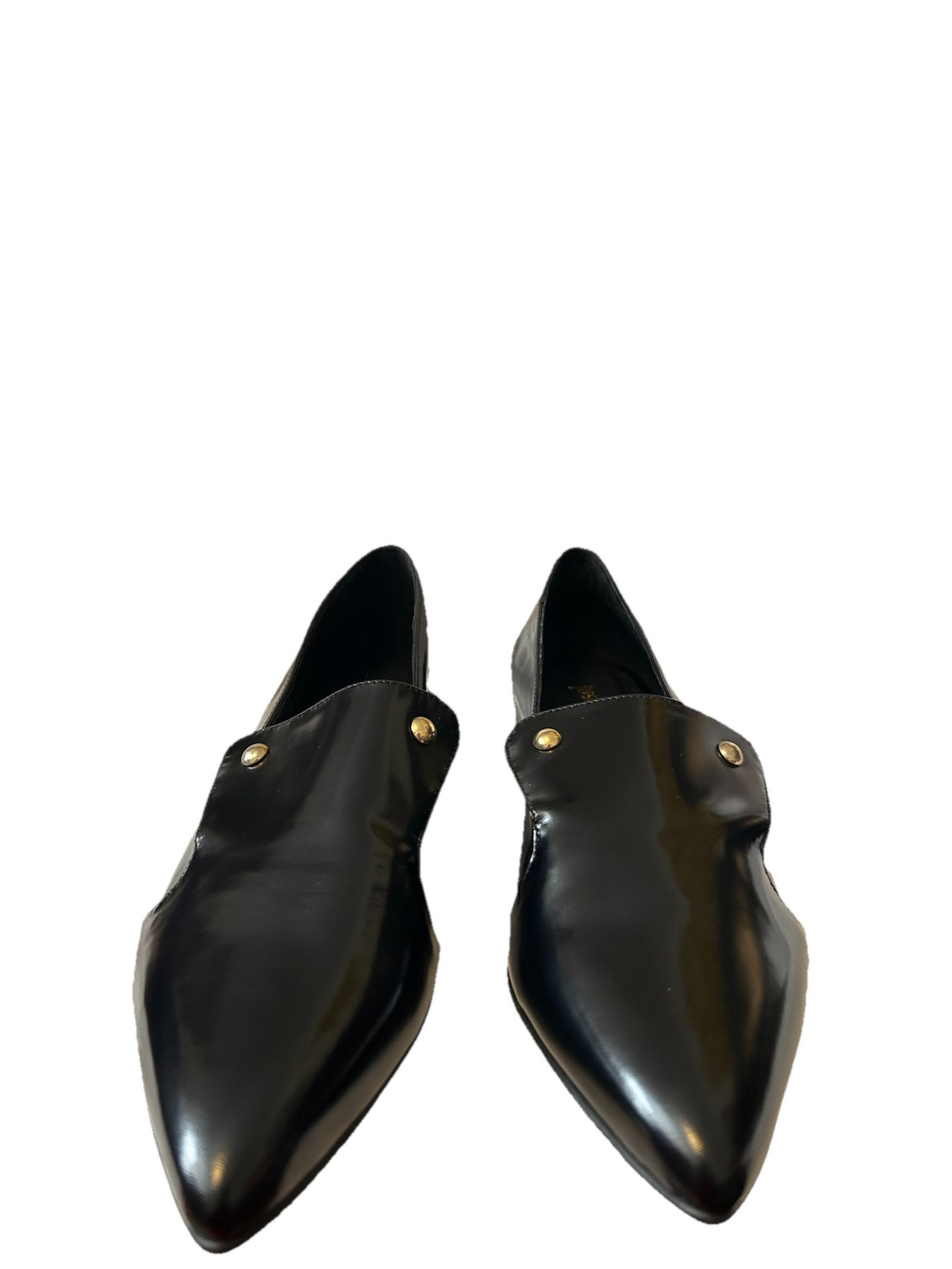 NWB Just Cavalli Black Leather Point Toe Flat Shoes EU 39 US 9