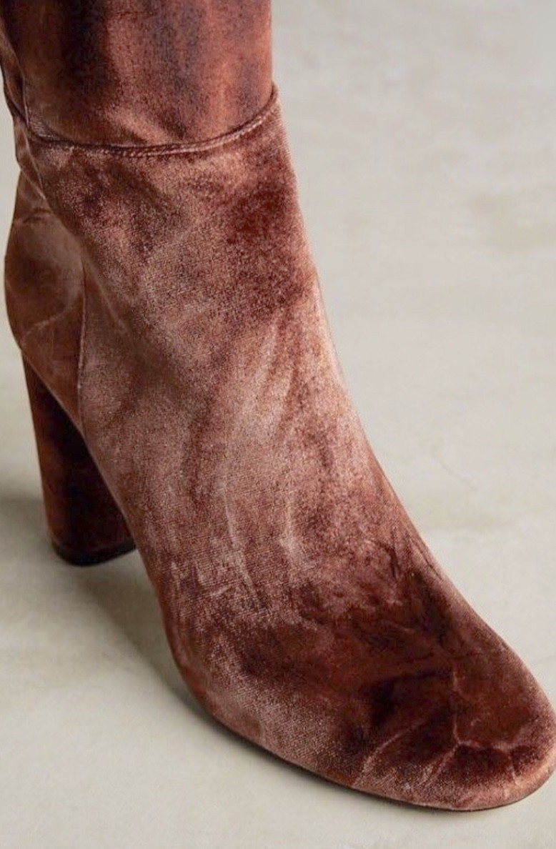Free People Silent D Boot Over The Knee Heel Ombre Velvet brown tan 41/ 10 NEW