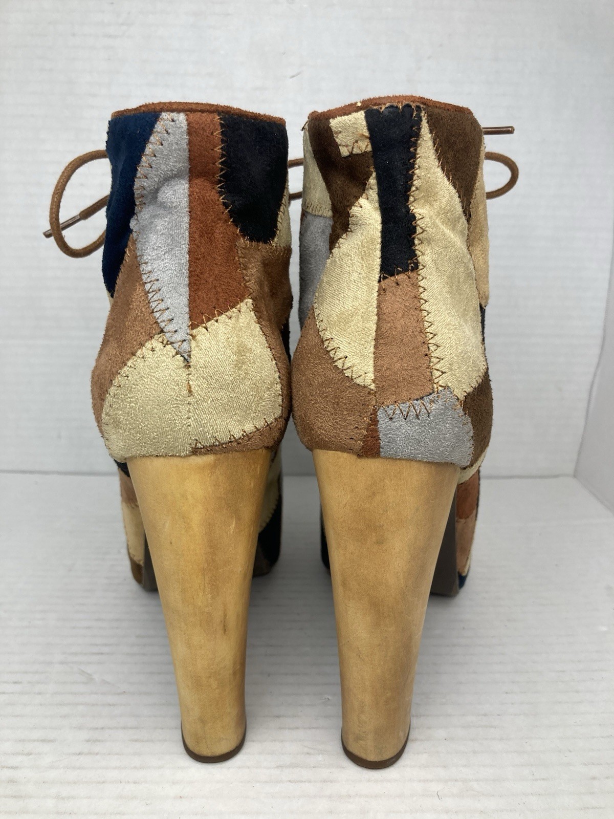 Jeffrey Campbell Lita Patch Micro Fiber Platform Boots Size 7.5