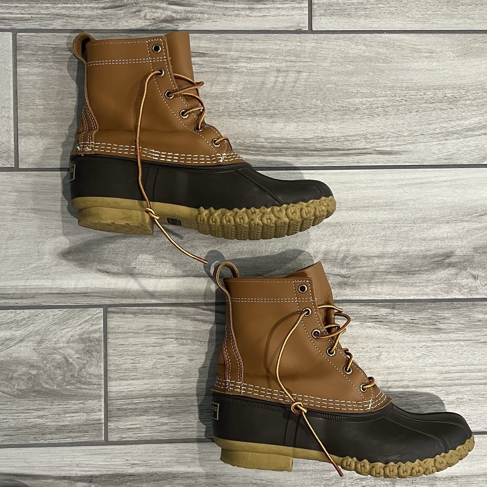 LL Bean 8 Inch Bean Boots Women Size 8 Brown Tan Excellent Waterproof Duck Boots