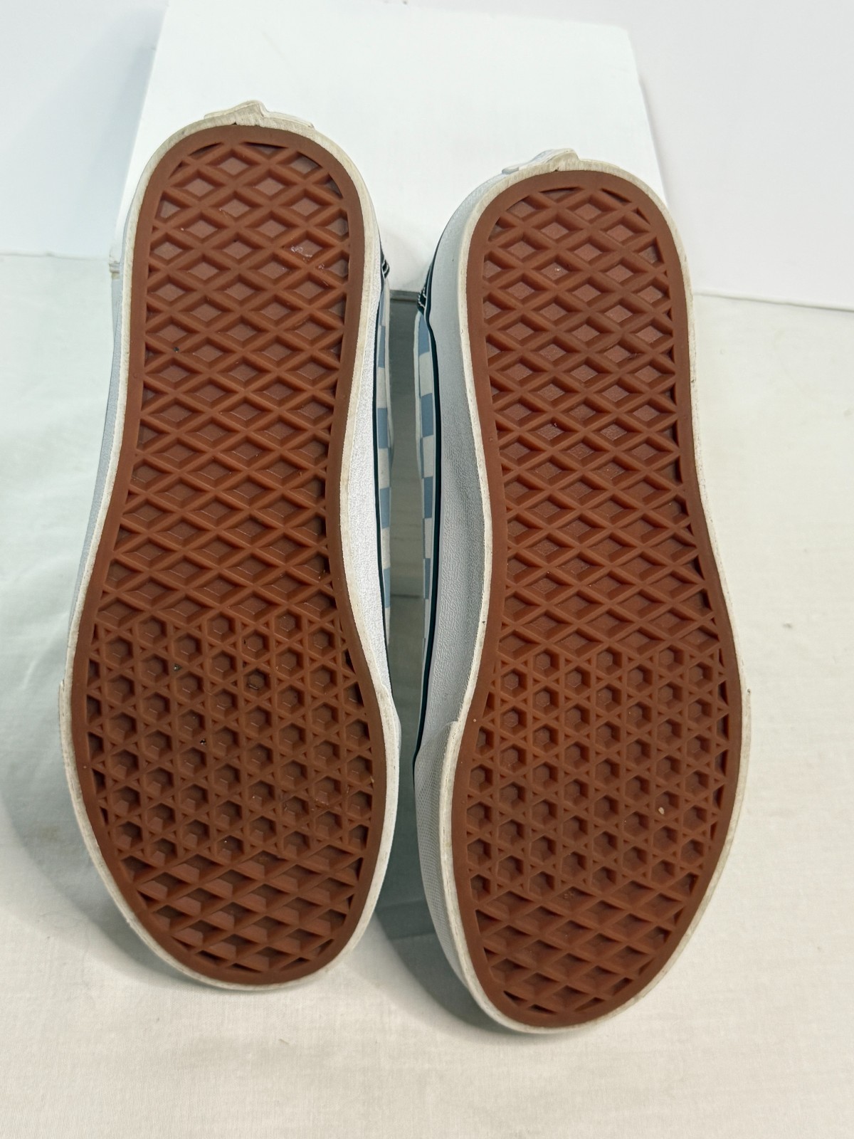 Vans Old Skool Blue Checkerboard Sneakers Womens Sz 7 Black Toe Skate Shoes Low