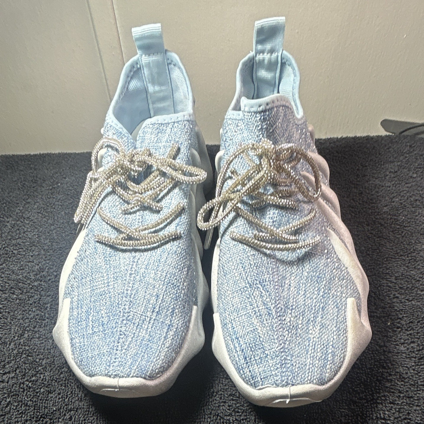 EMMA NEW YORK Kids Lace-Up Low Top Athletic Sneakers Blue White Logo