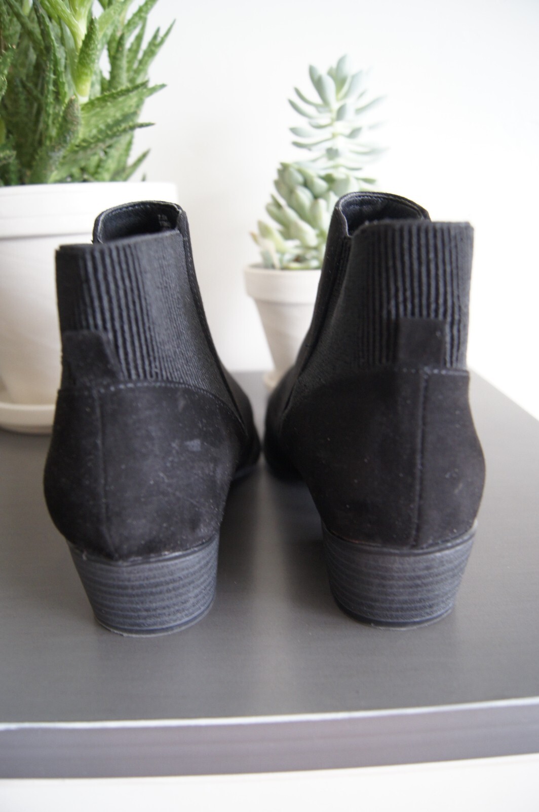 Union Bay Black Ankle High TIMMY Pull On Boots Faux Suede Textile TIMMY SZ 7.5 M