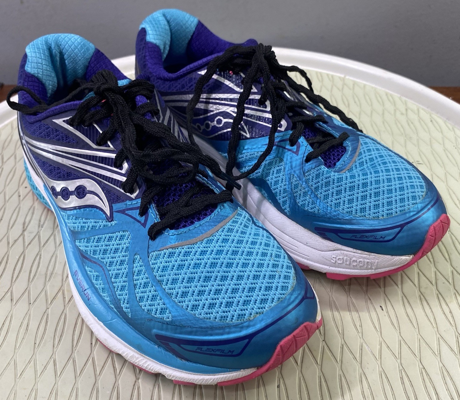 Saucony Everun Ride9 Womens Blue&Purple Running Sneakers 8mm Offset Sz.7