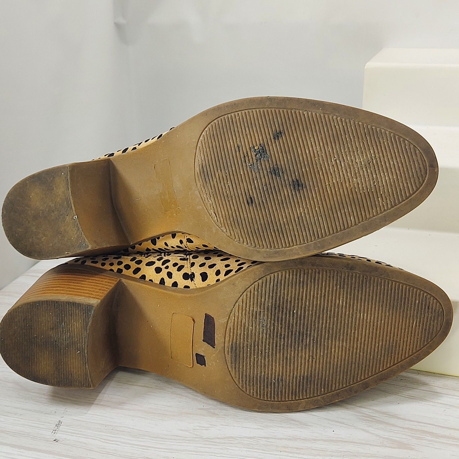 Cheetah Print Ankle Booties Size 8 Animal Black Tan Vegan Suede Maurices Pull On