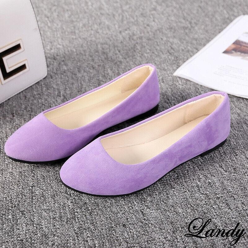 Womens Flat Suede Ballet Ballerina Bridal Slip On Casual Pumps Shoes Oversize