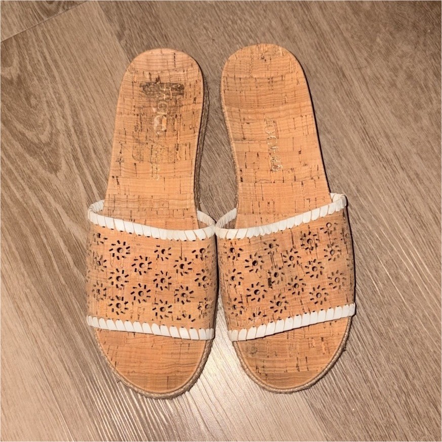 Jack Rogers size 6 Women’s Cork Sandals Slip-On Brown White