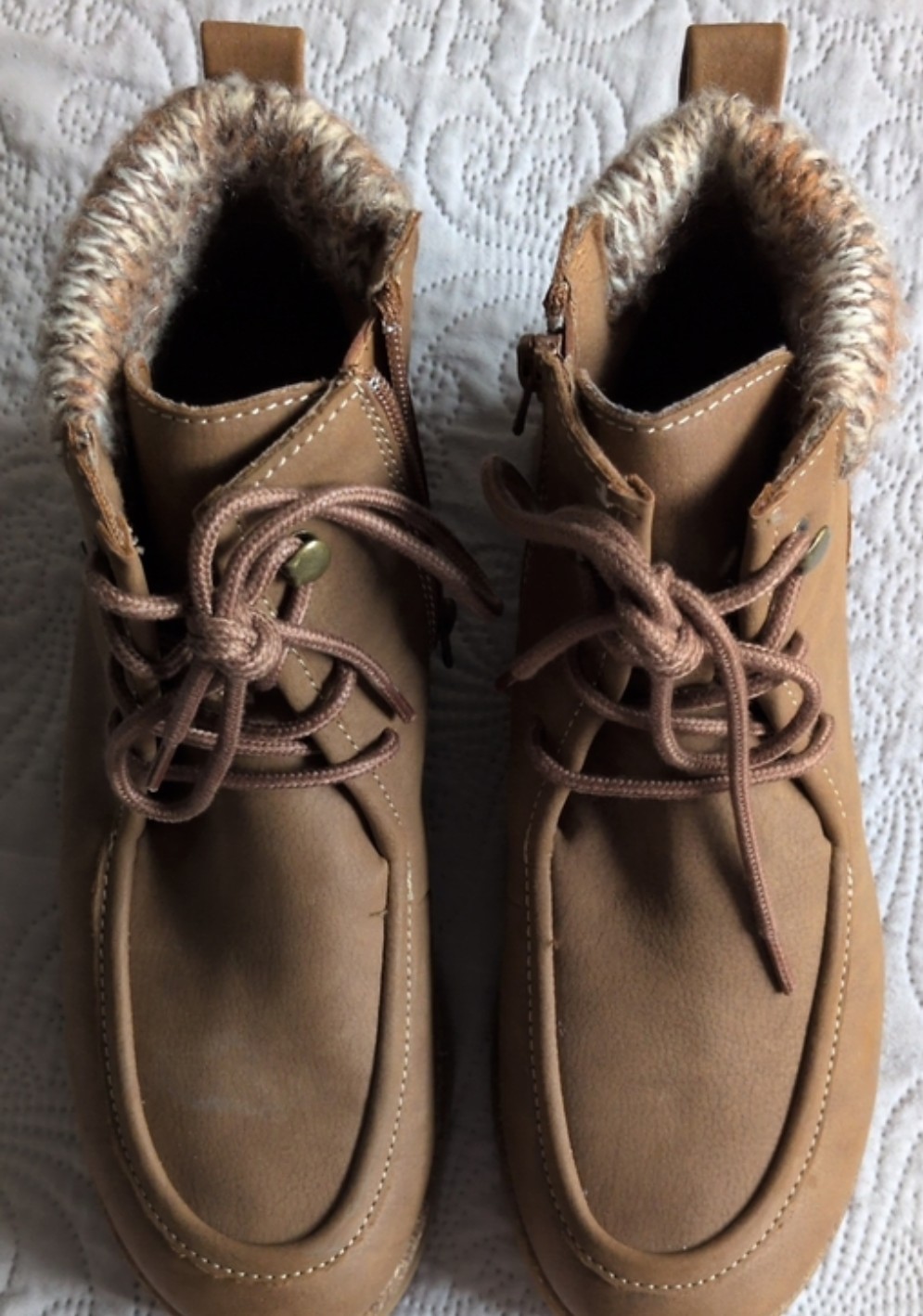 Eurosoft, Lottie Tan Boots, Lace Up and Zip Up, Size 8 EUC