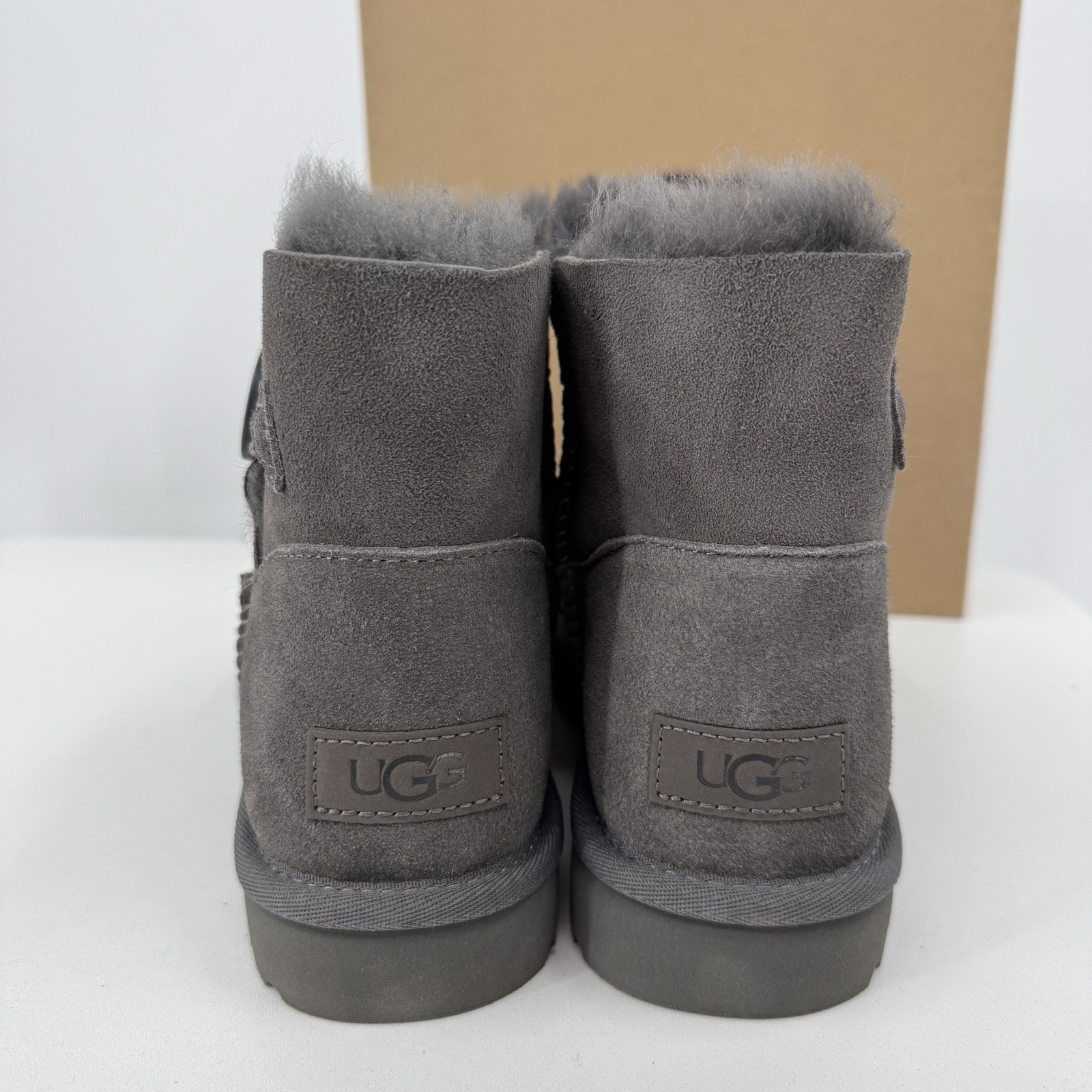 UGG Mini Bailey Button 2 Boots in Grey size 7 Women’s Wool-Lined 1016422