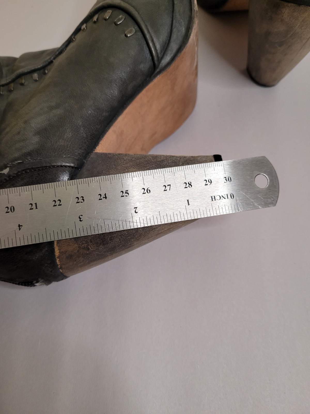 Calleen Cordero Studded Gray Leather Designer Heeled Boho Ankle Boots Size 7.5