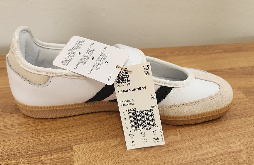 Adidas Samba Jane Shoes. Womens White/Black Size 8 (JH1402).