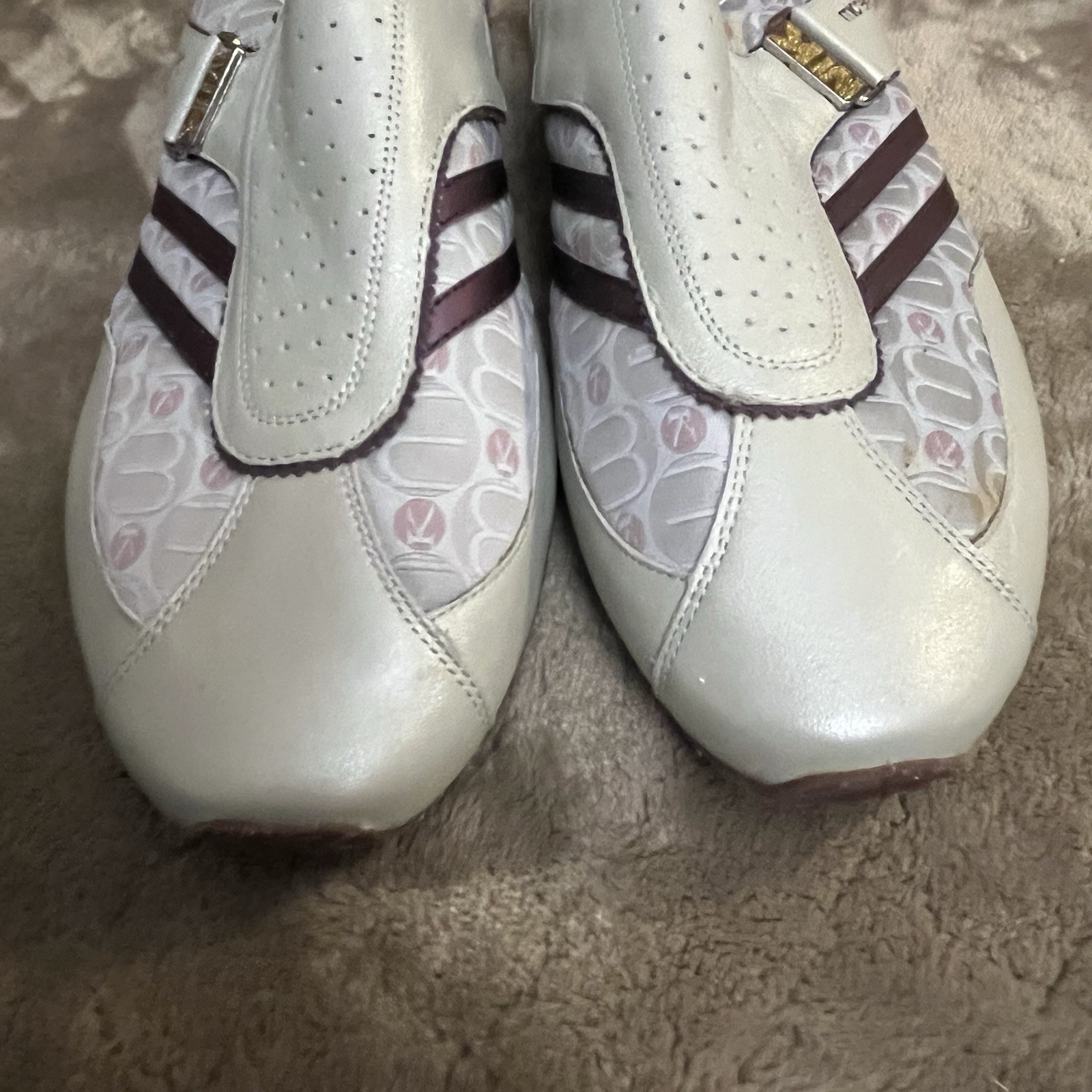 Michelle-K Shoes Womens 10 Casual Sneakers Multicolor maroon, Leather Slip on