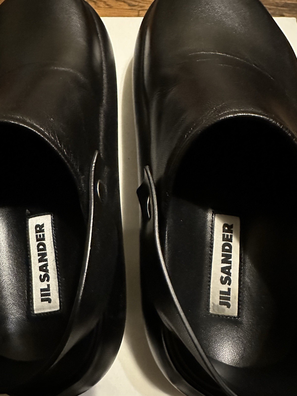 Retail $1,280 Jil Sander Sabot Leather Sandals Clogs 37 Black Mules Slide Italy