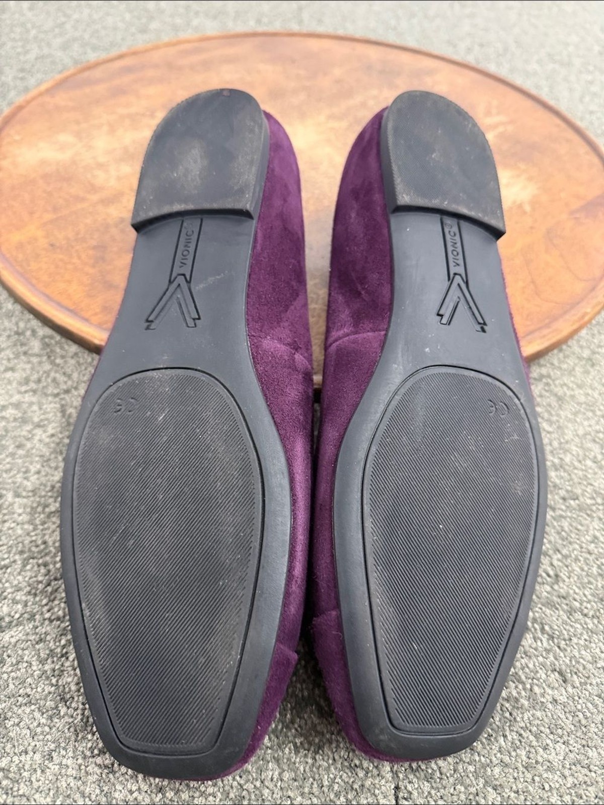 Vionic Shoes Wm 9 Klara Plum Purple Suede Ballet Flats Bow Tie Pretty Classic