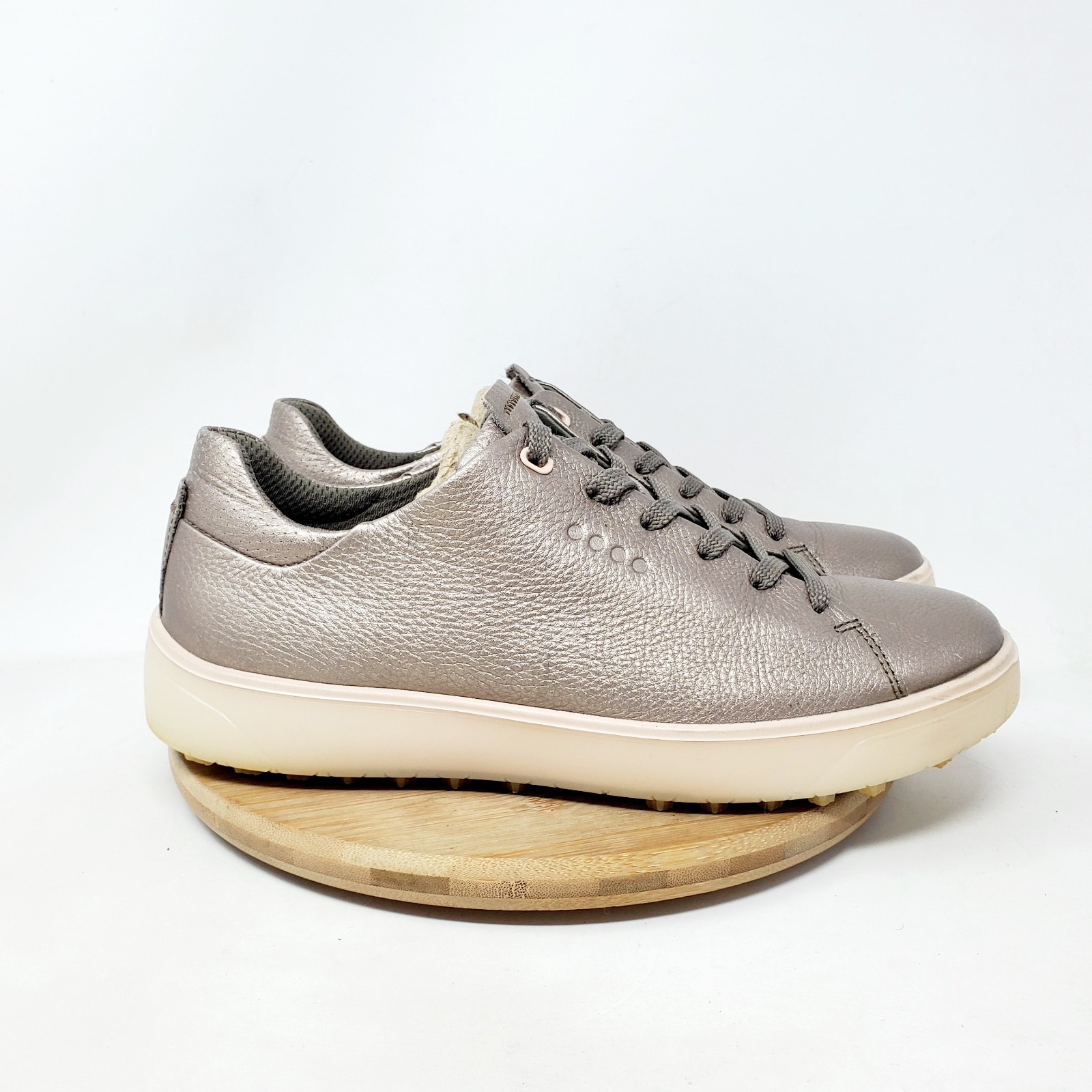 Ecco Golf Shoes Womens 39 Tray Hybrid Hydromax Leather Metallic Comfort Sneakers