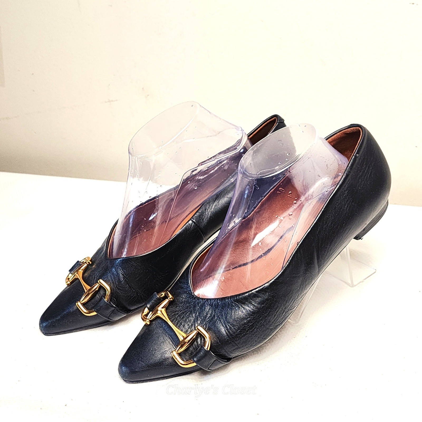 Angel Alarcon Horsebit Pointed Toe Flat 41/US 10 Blk Leather Made in Spain
