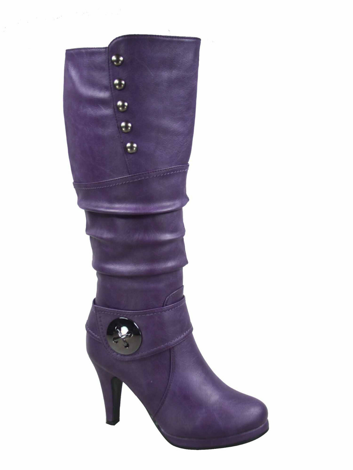 Women’s 6 Color High Heel Round Toe Platform Zip Knee Mid Calf High Boots