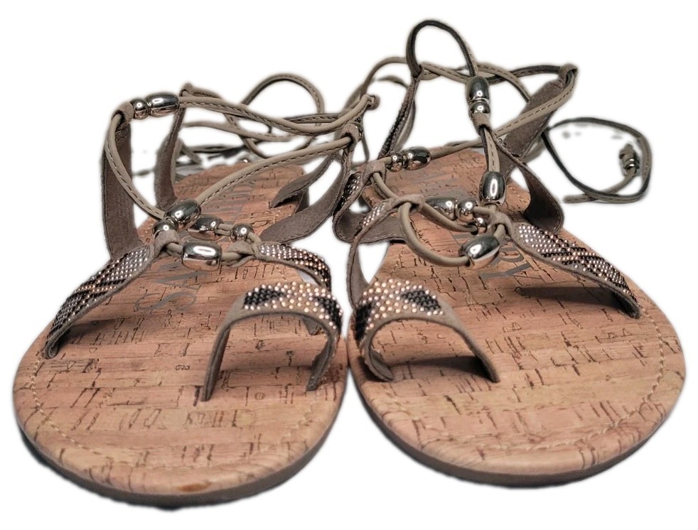 Sam & Libby Gladiator Sandals Beaded Thong Flat Size 9