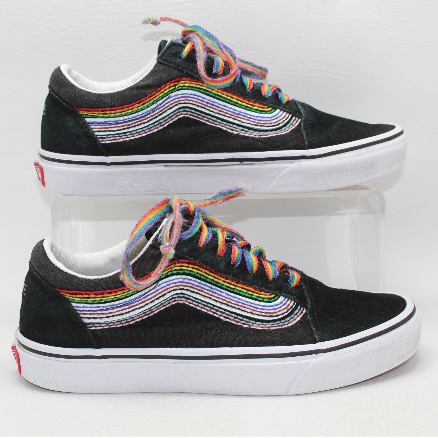 Vans Old Skool Pride Love Is Love Rainbow Black Suede Sneakers Mens 5 Womens 6.5