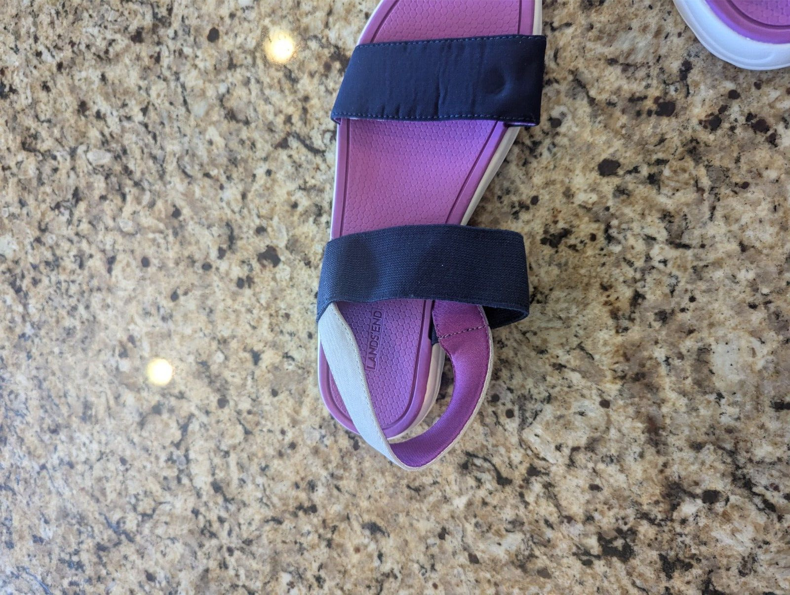 Lands End Women’s Shoes Gatas Sandal Deep Sea Navy Blue Purple size 9