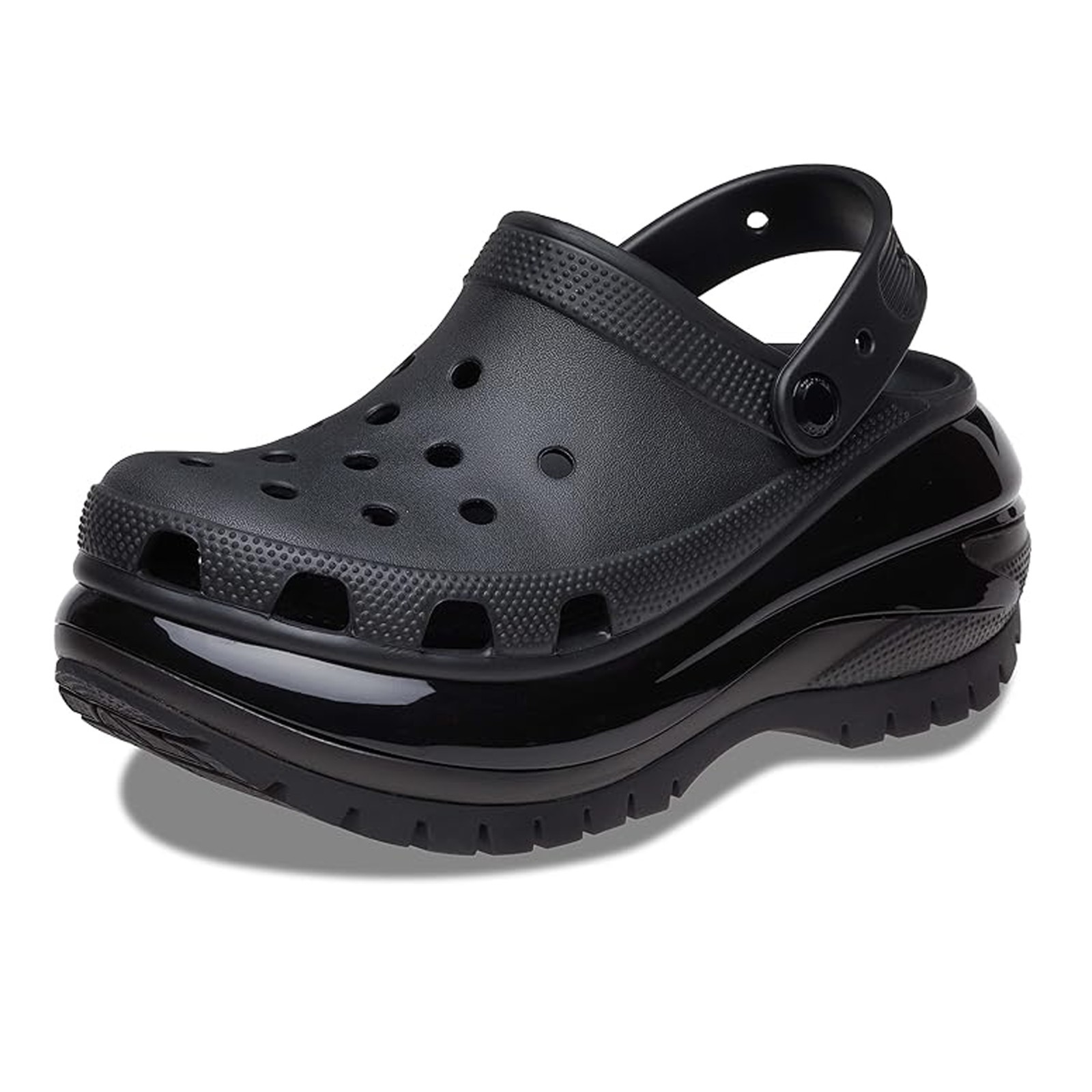 Crocs Classic Mega Crush Clogs Womens 7 Mens 5 Black Platform Comfort Shoes New