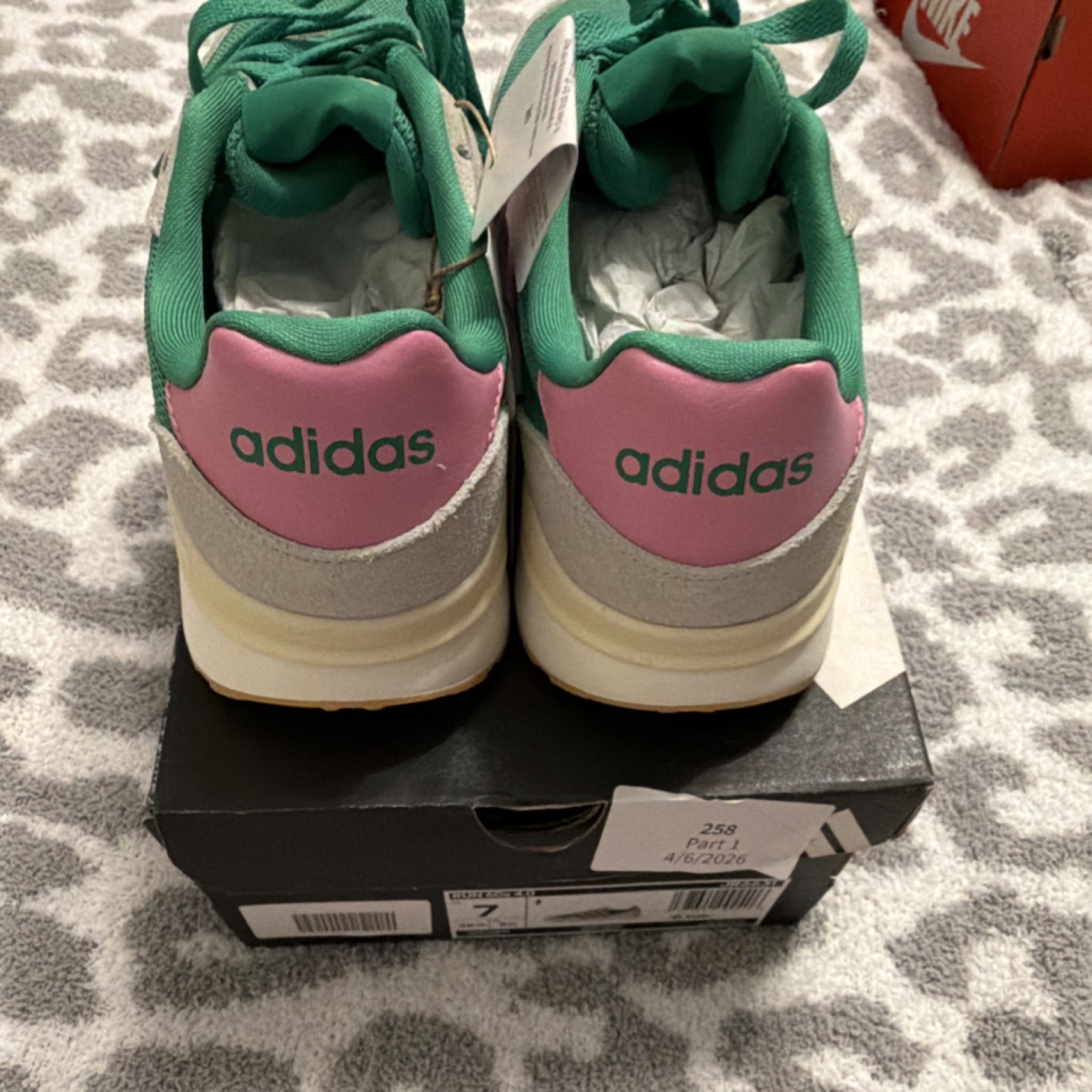 adidas Run 60s 4.0 JR6631 Mesh Lace Up Sneakers Green