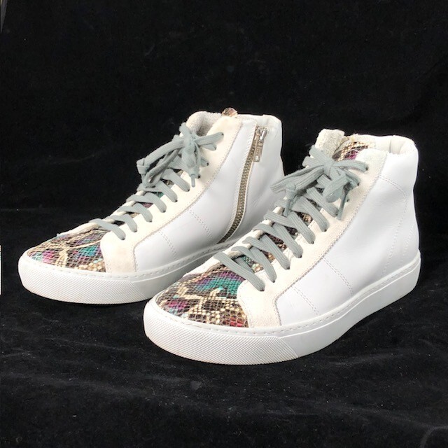 $190 P448 Star Snake Print Hi-Top Italian Sneakers Women’s US 7 – 7 1/2 Eu 38