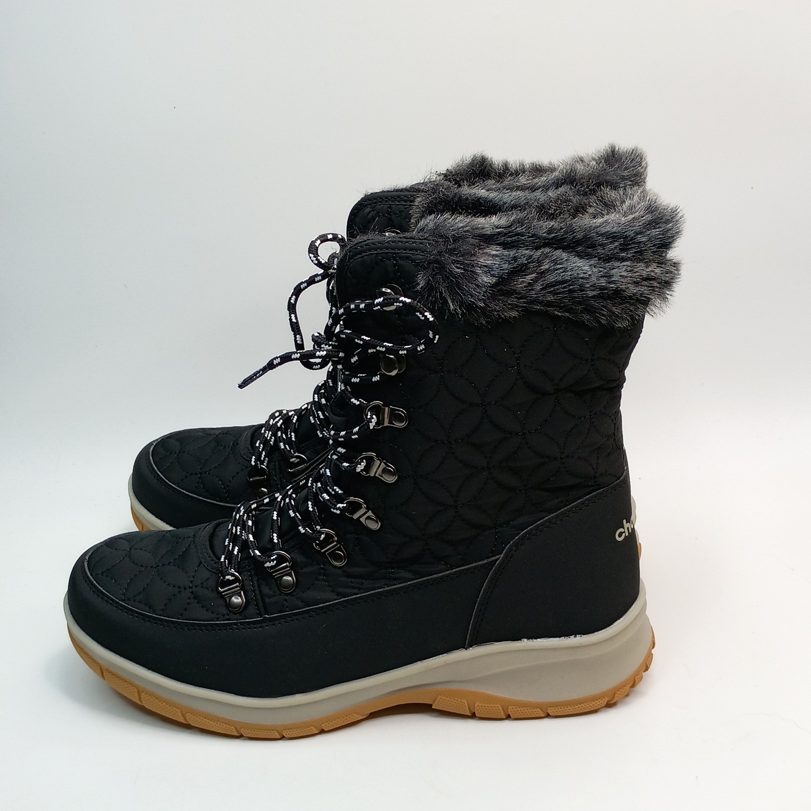 Chooka Belltown Mid Faux Fur Boots Women Size 10 Black Insulated Winter Boots