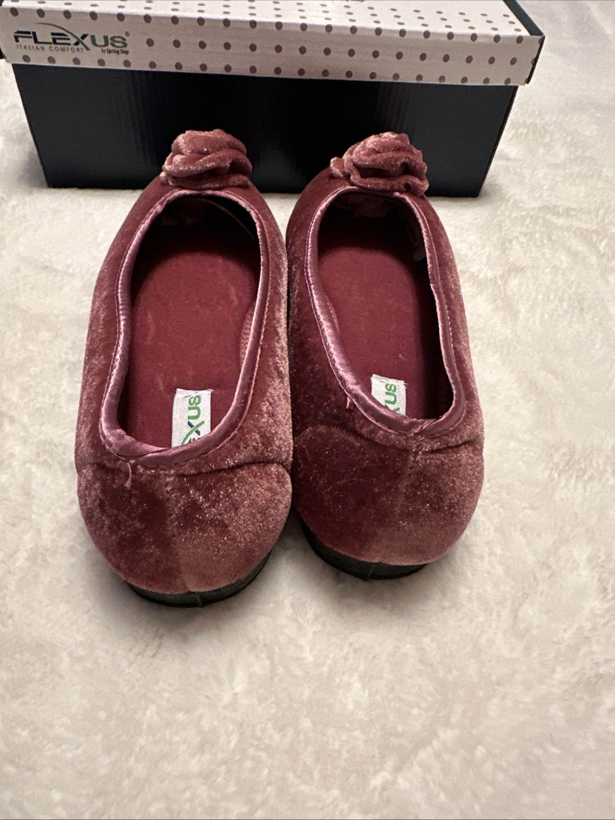 Flexus Roseloud Velvet Textile Flats Slippers Rose Purple EU 41 US 9.5-10 NIB