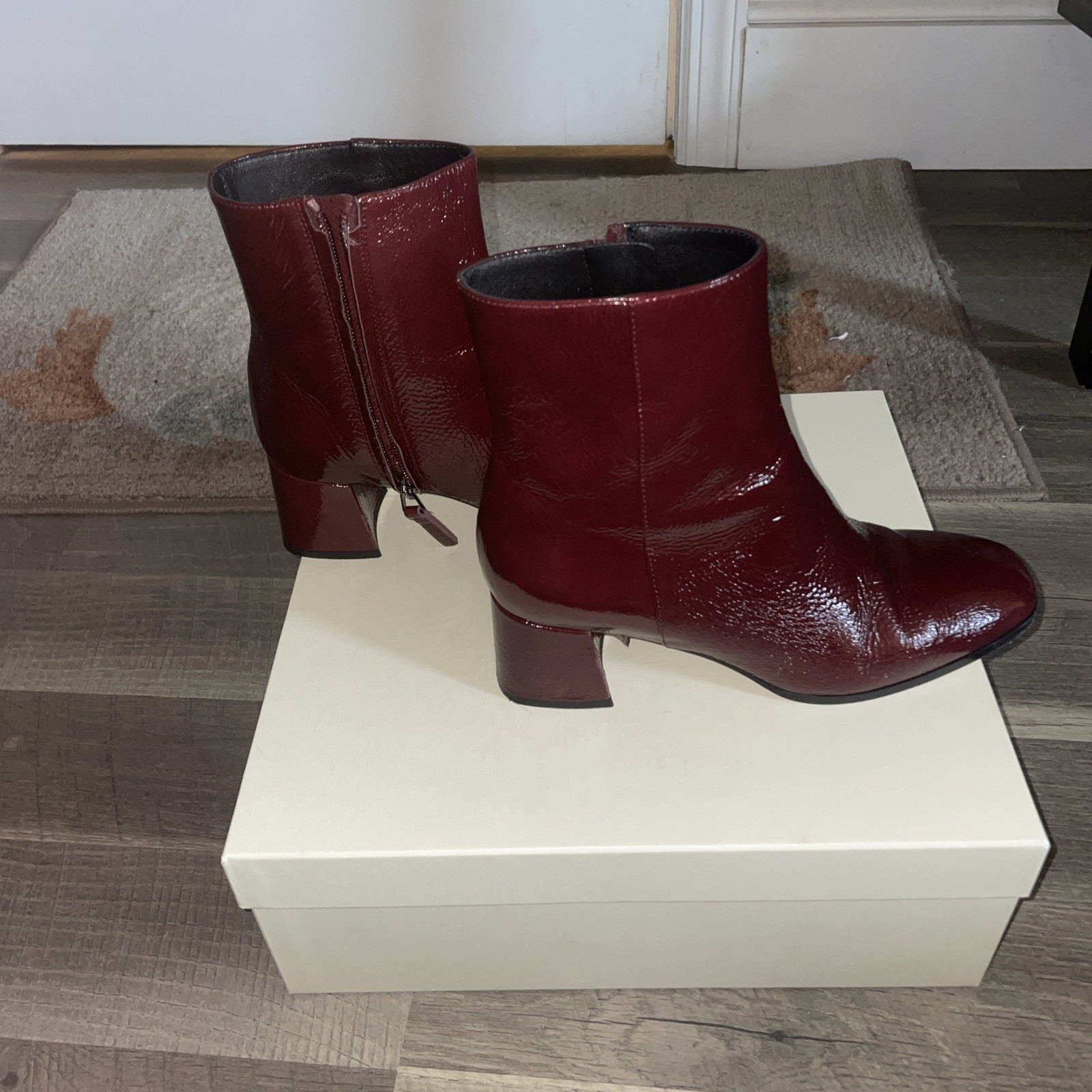 M. Gemi The Cristina Dark Burgundy Leather Ankle Boots Size 38