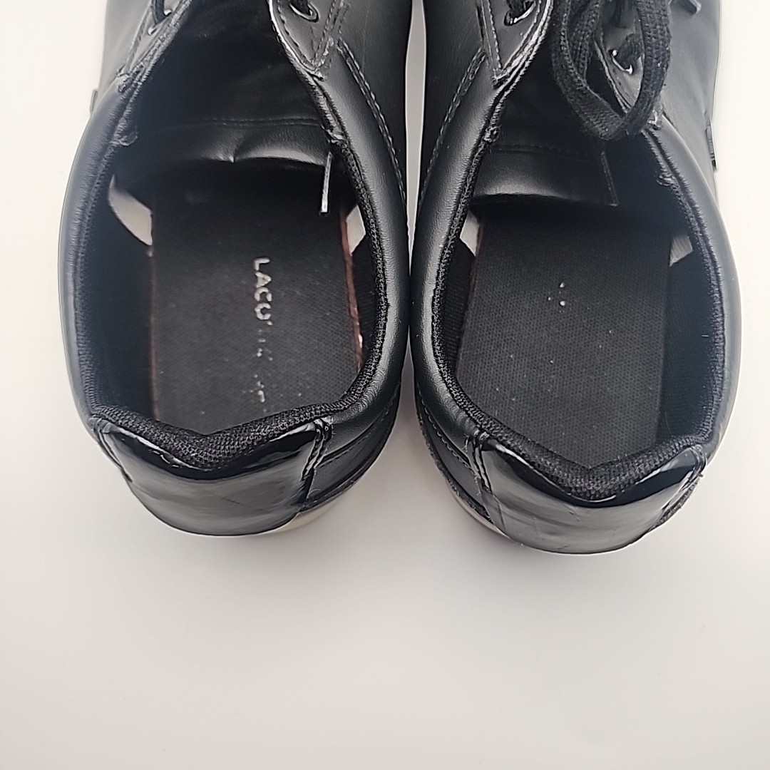 Lacoste Rey Sneakers Womens Size 8 Black Leather Derby Logo Lace Up Shoes