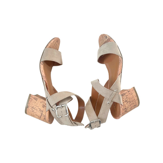 Indigo rd. Irelea Sandals Strappy Cork Heel Faux Suede Beige Women’s Size 7.5M