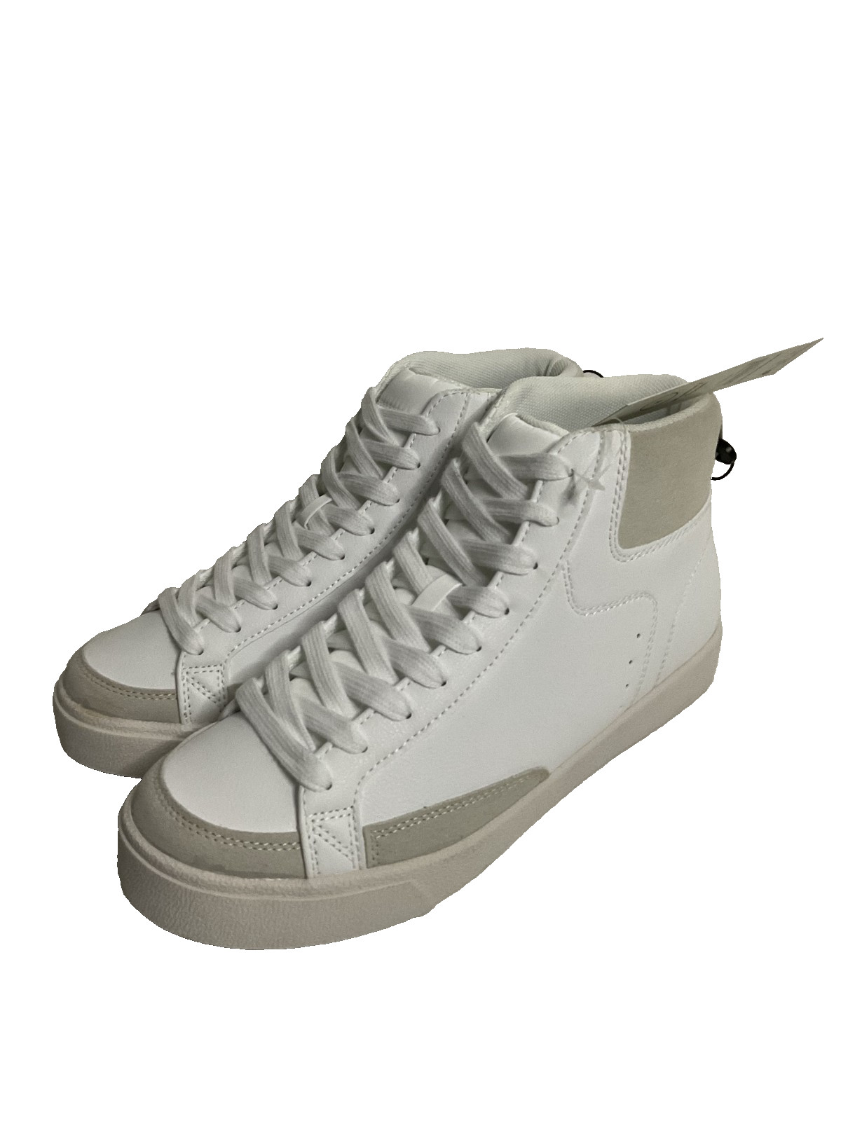 No Boundari High Top Women’s Memory Foam Sneaker in White w/ Suede Size 8