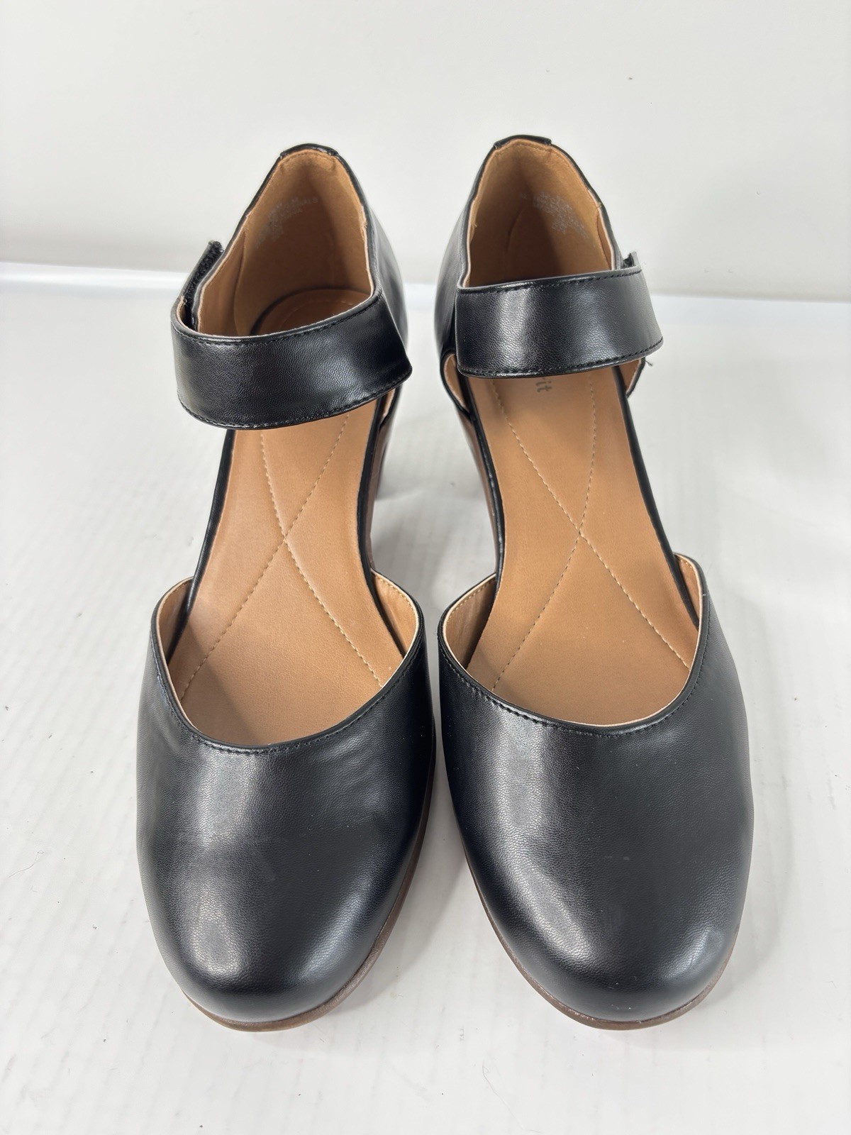 Easy Spirit Clarice Mary Jane Pump Hook Loop Ankle Strap Size 9.5 Black Leather