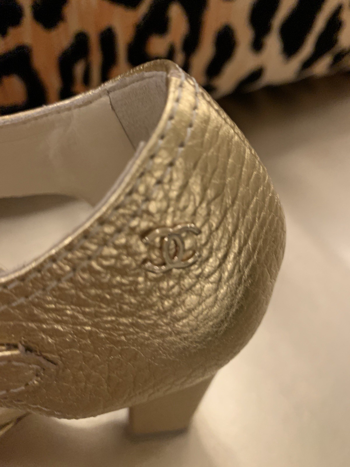 Vintage Chanel Gold Chain Block Heel Sandals