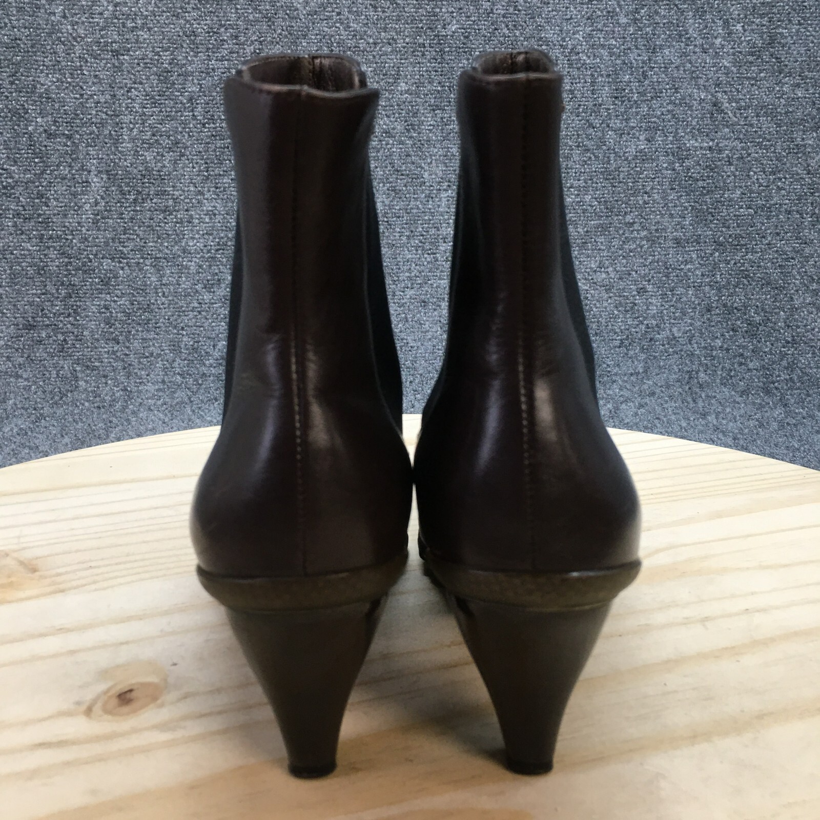 Asgi Boots Womens 6 M Chelsea Ankle Booties Brown Leather Square Toe Heeled
