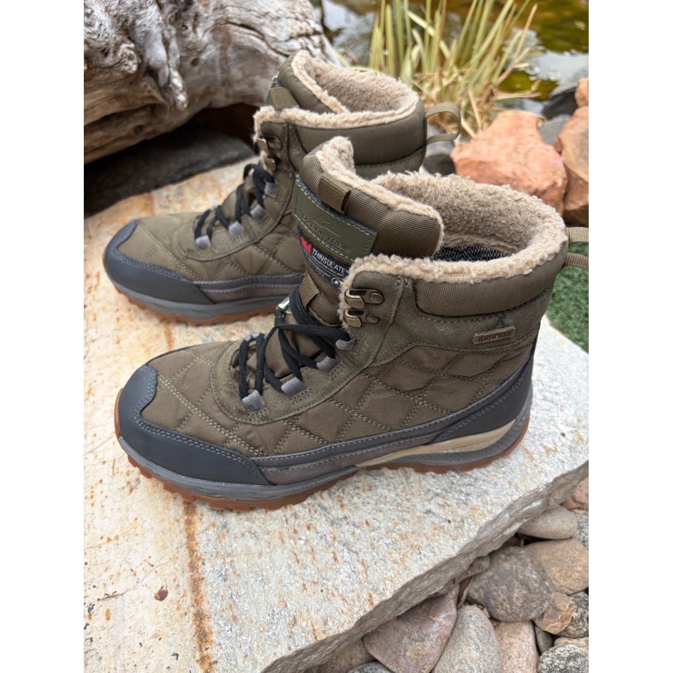 Ozark Trail Womens 8 Insulated Winter Snow Boots Brown Lace Up Hiking