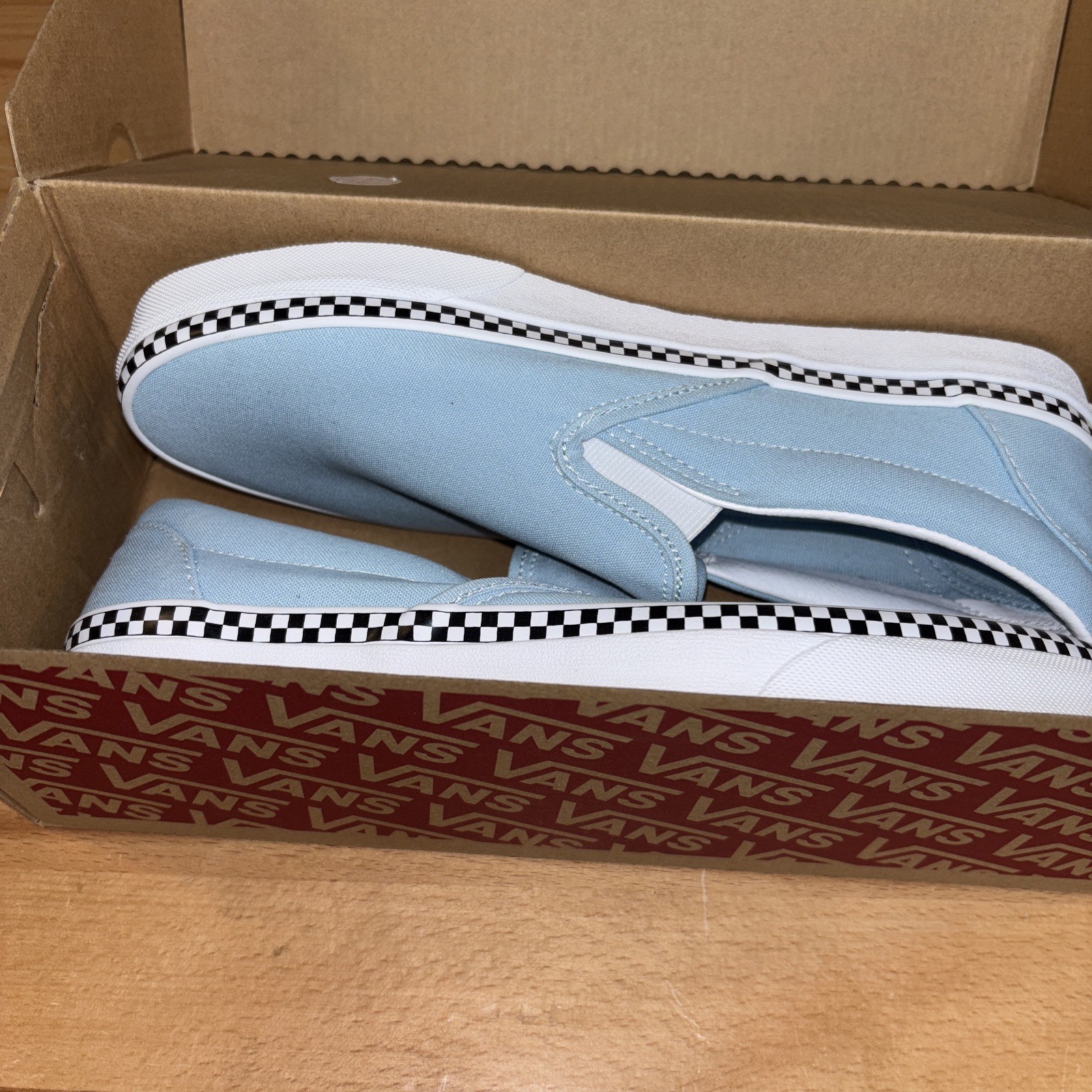 Vans Slip On mens Size 9 womens size 10.5 Cool Blue Check