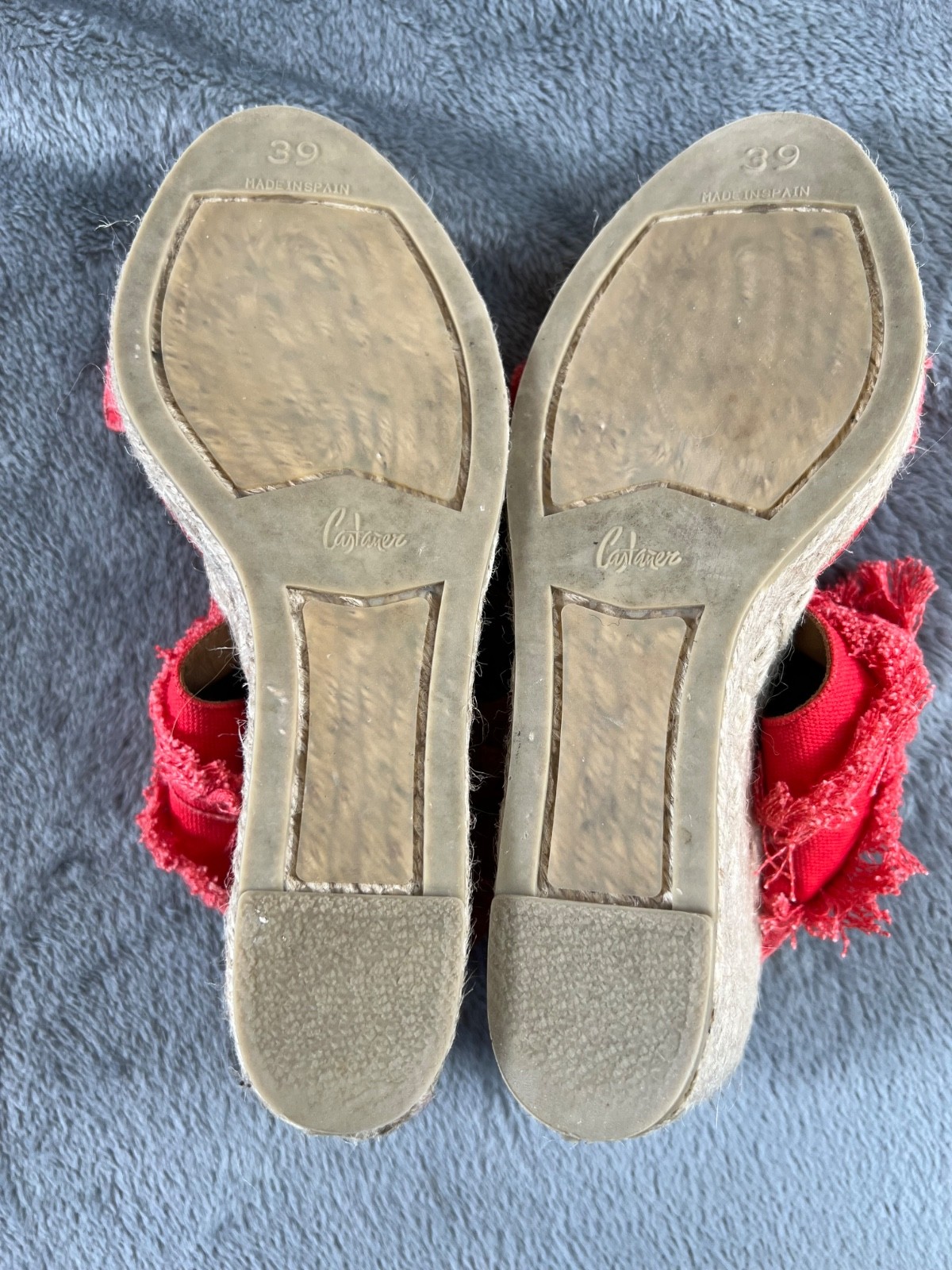 Castaner Fringe Espadrille Sandals 39/9 Red Wedge Slip On Shoes