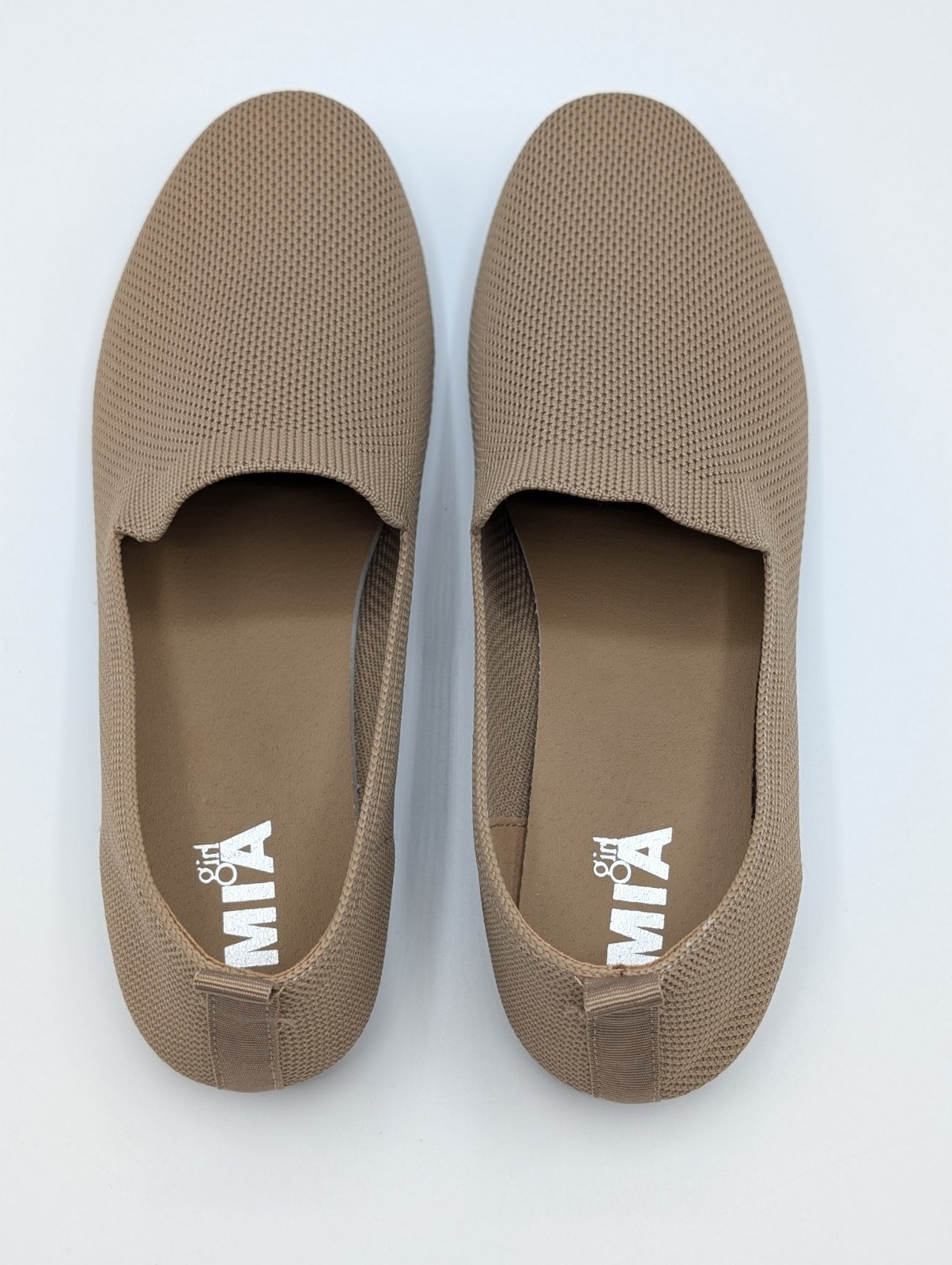 Mia Girl Shoes Women’s 7.5 Sand Slip On Flats Aby Knit Fabric