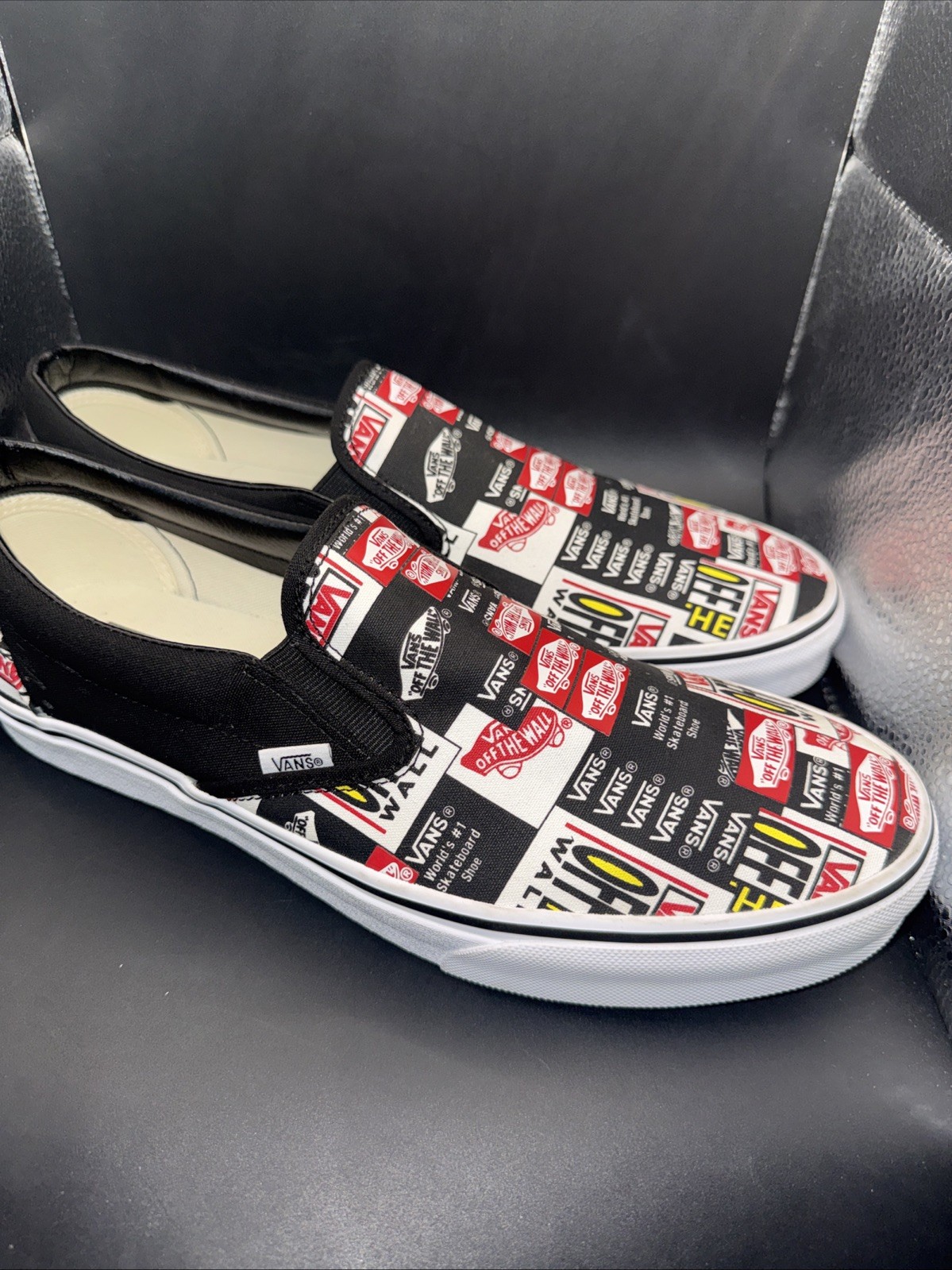 Size 11.5 – VANS Classic Slip-On Label Mix, VN0A4BV3V9A, New Without Box!