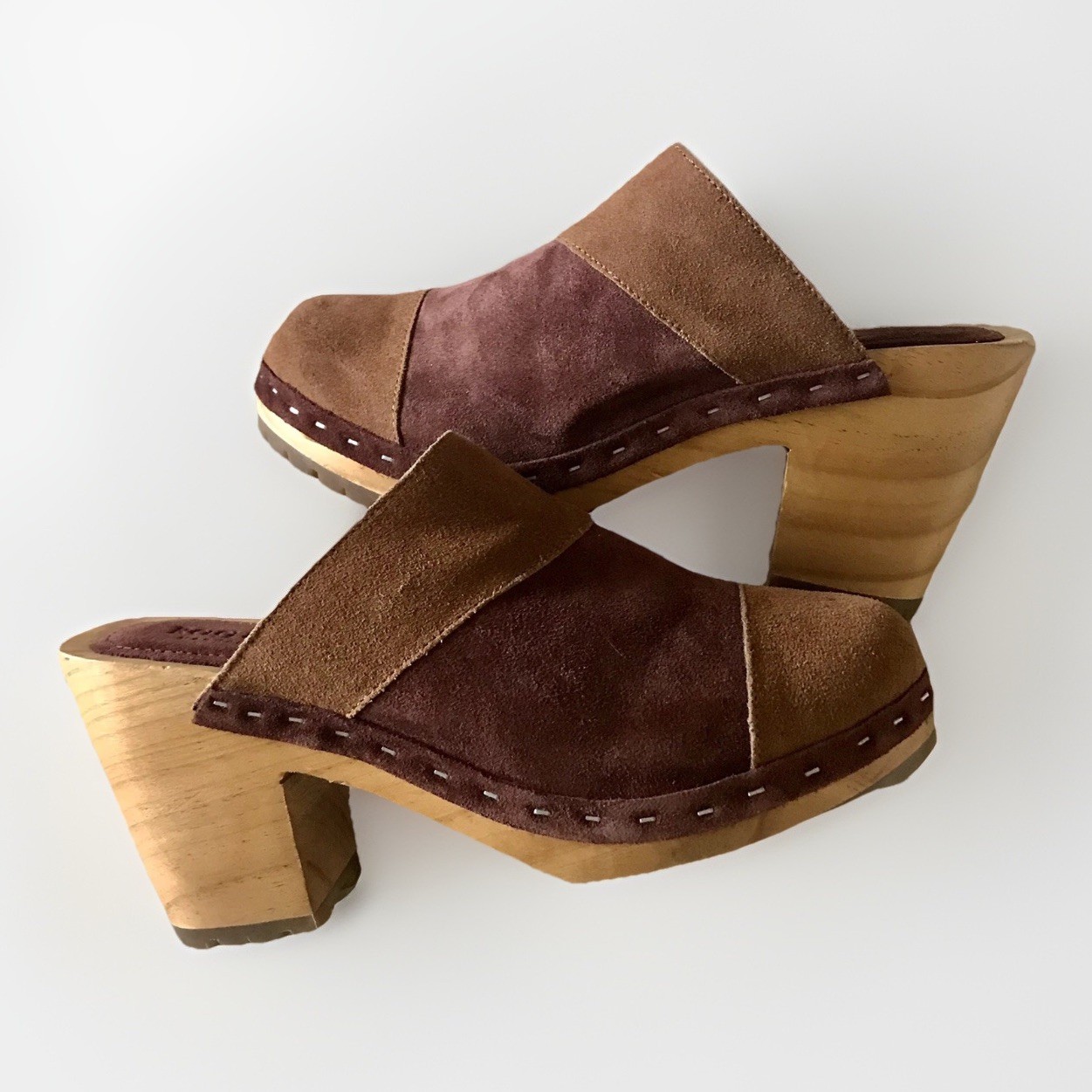 Rag & Co Patchwork Suede Mule Clogs Size 9.5 Retro Boho 70s