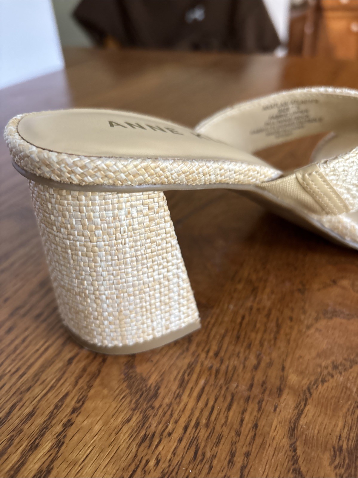 Anne Klein Women’s Size 7 1/2 Atlas Dress Sandals Raffia-Style 2.75 Inch Heels