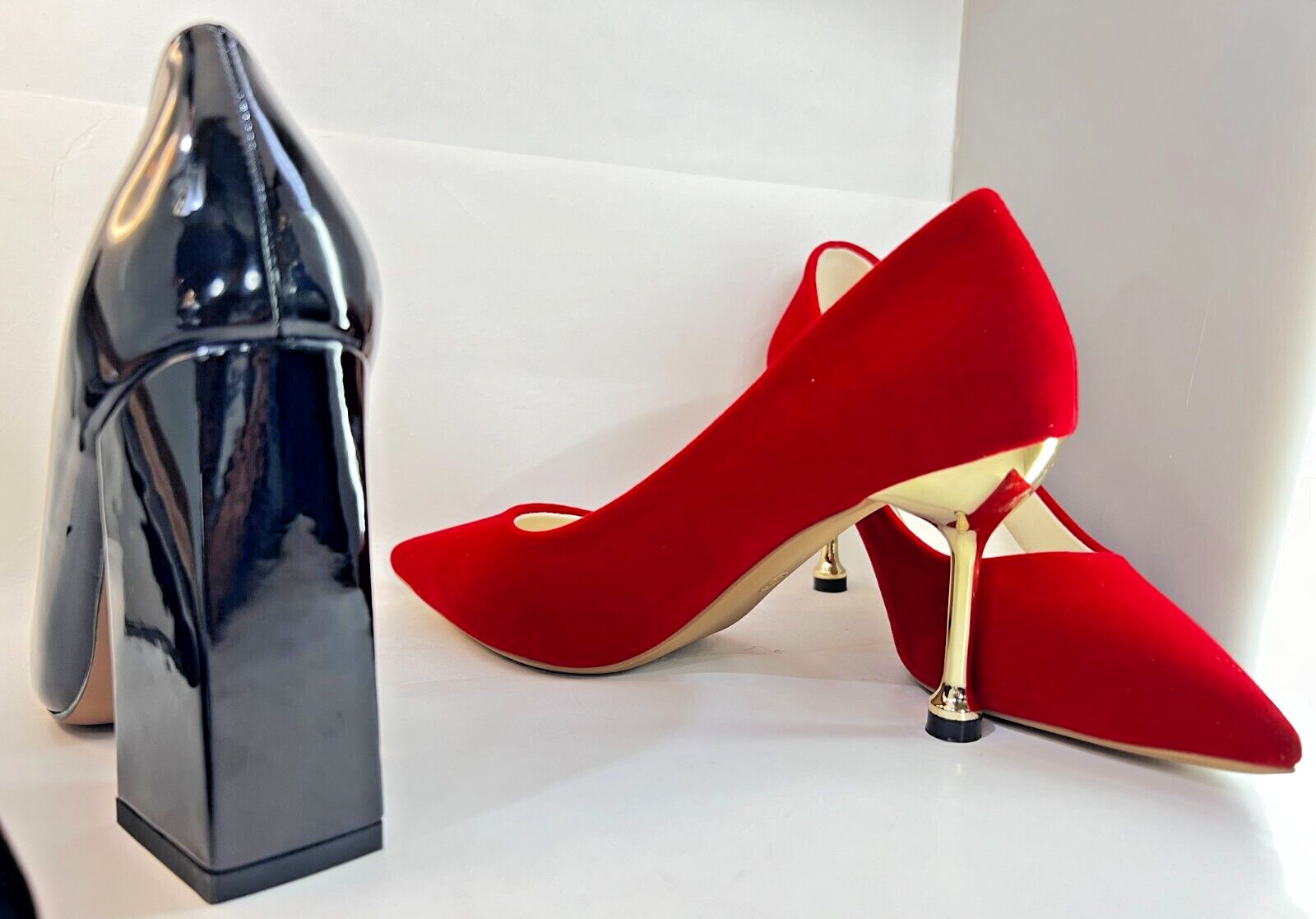 Lot of 2 PAIR New Womens Heels US Size 6 RED-Liguannoxie 3.25″ BLACK-Merrori 4″