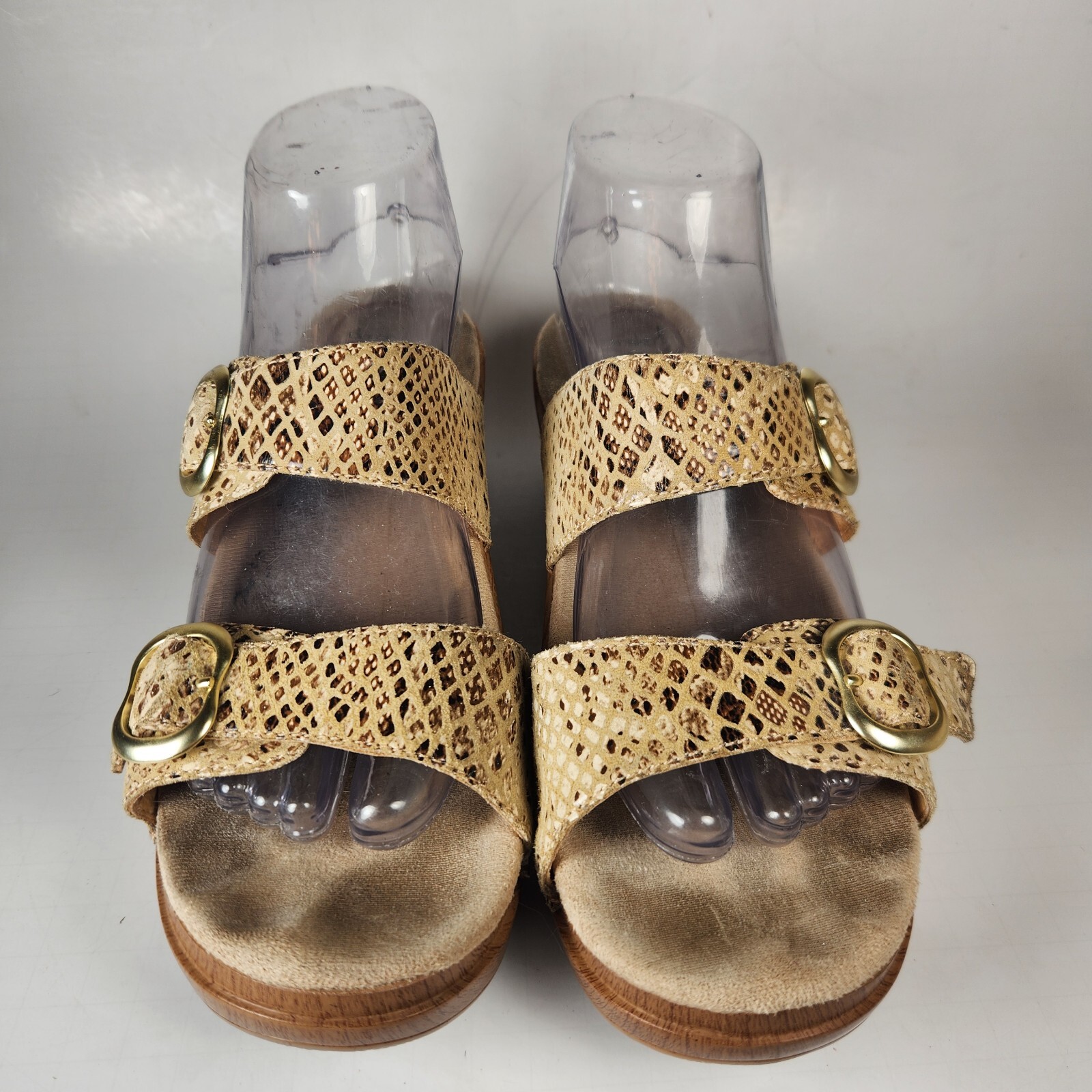 DANSKO Womens Sophie Sandal 9.5 EU 40 Beige Snake Print Leather Open Toe Shoe
