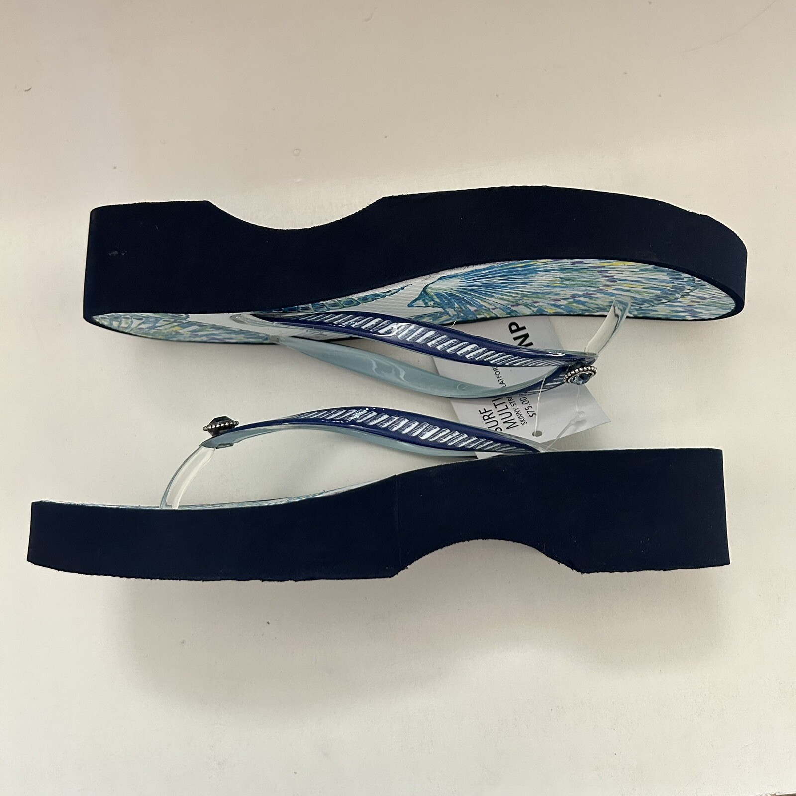 Brighton Flip Flops Blue Multi Surf Beach Summer Women’s Size 6 7 8 9 10 New