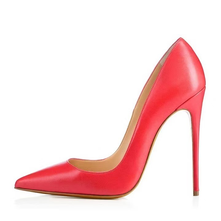FSJ Coral Red Office Heels Pointed Toe Stilettos Pumps for Women – Free SHIPPING