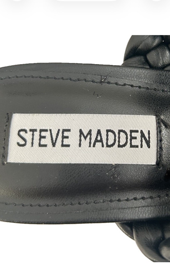 Steve Madden Prema Braided Black Kitten Heel Mules New Without Box Womens 7